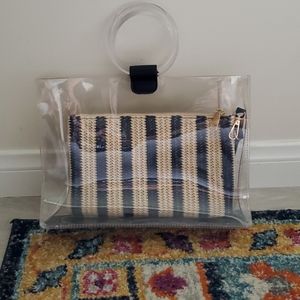 Clear bag with wristlet insert